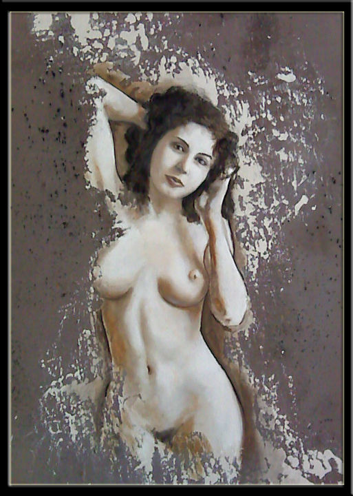 Peinture intitulée "nu et chaux" par Emmanuel Roussel, Œuvre d'art originale