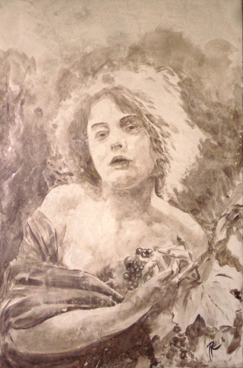Peinture intitulée "fille du vigneron" par Emmanuel Roussel, Œuvre d'art originale