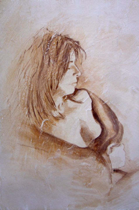 Painting titled "portrait-delphine" by Emmanuel Roussel, Original Artwork