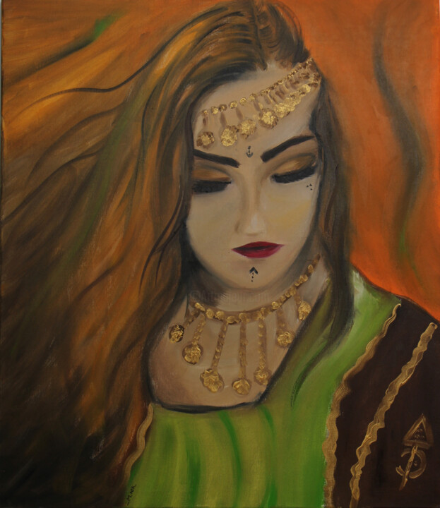 Pittura intitolato "Berbere tunisian wo…" da Emna Ben Brahim (la voix de l'ame), Opera d'arte originale, Olio Montato su Tel…