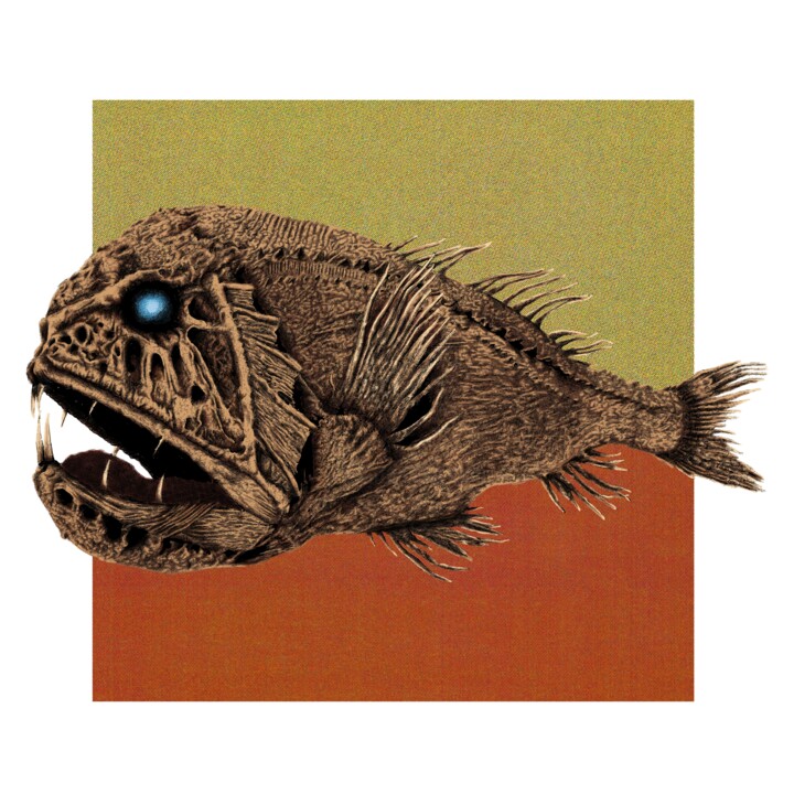 Digitale Kunst mit dem Titel "Deep sea fish" von Empty St, Original-Kunstwerk, Digitale Malerei
