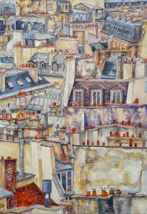 "Sur les toits de Pa…" başlıklı Tablo Emvienne Maria Anvers tarafından, Orijinal sanat, Petrol