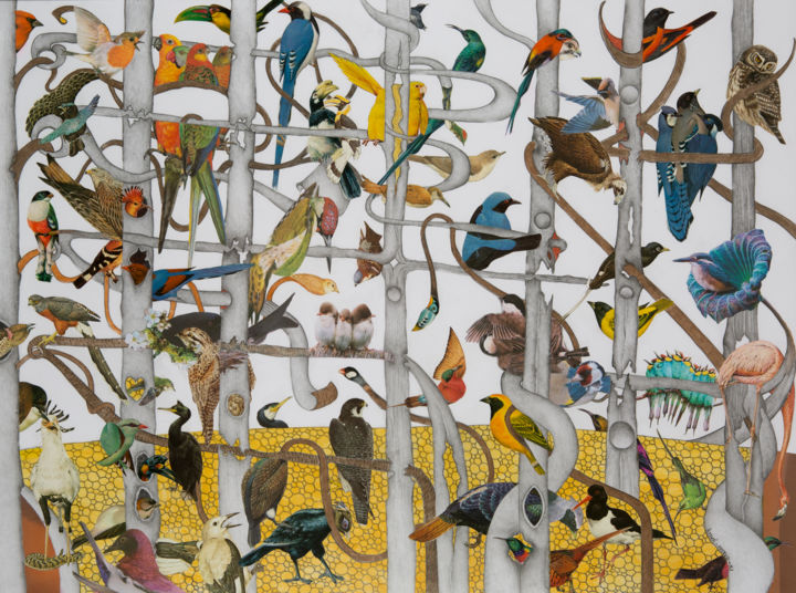 Dessin intitulée "verenigd vogelrijk" par Èmwé, Œuvre d'art originale, Crayon