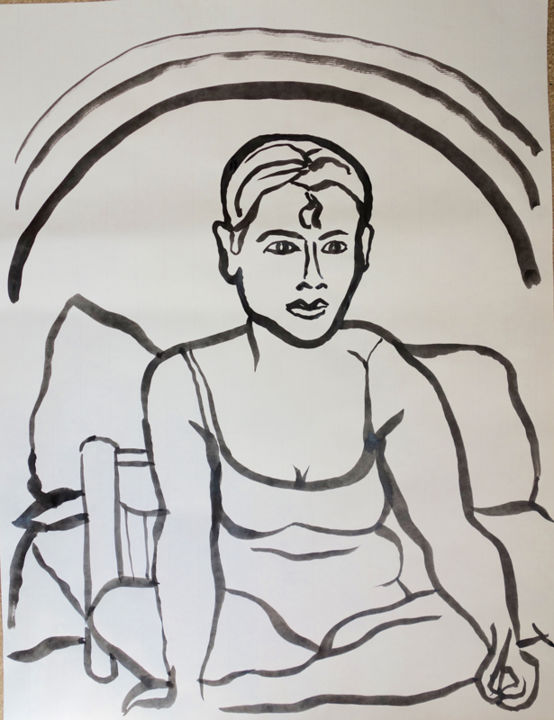 Painting titled "autoportrait-2.jpg" by Emy Walcker, Original Artwork, Ink