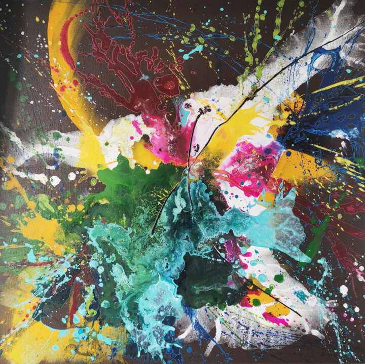 Картина под названием "Экспрессия" - Ena Avendirg, Подлинное произведение искусства, Акрил Установлен на Деревянная рама для…