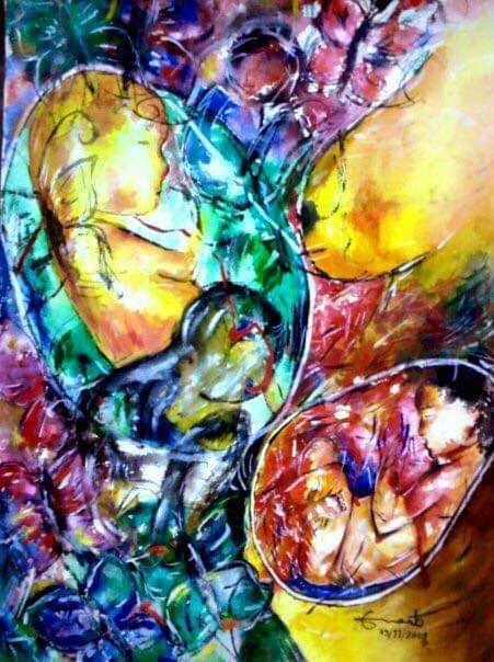 Painting titled "We All Were Innocent" by Enaab Karim, Original Art, Watercolor