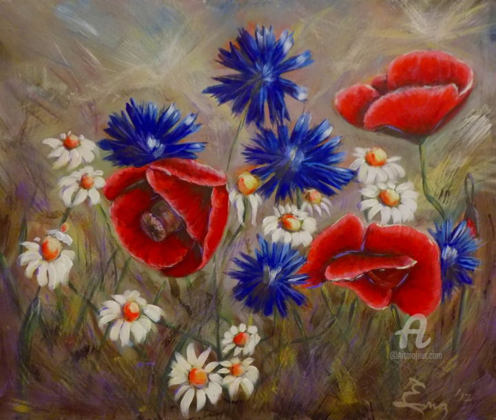 Peinture intitulée "Wildflower Composit…" par Nick Ercsei, Œuvre d'art originale, Acrylique