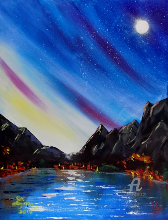 Painting titled "Joly's Lanscape" by Nick Ercsei, Original Artwork, Acrylic