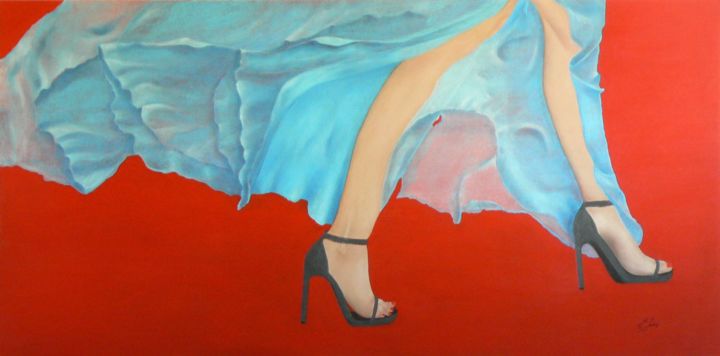Картина под названием "Mujer en la pasarel…" - Encarnación Jerez Torregrosa, Подлинное произведение искусства, Акрил