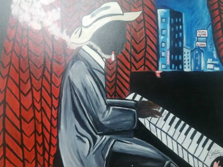 Peinture intitulée "Musica de jazz" par Encarnita Martin, Œuvre d'art originale, Huile