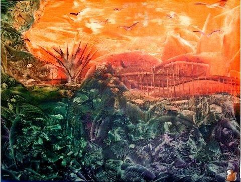Painting titled "VIETNAM" by Myriam Rioual, Original Artwork, Oil