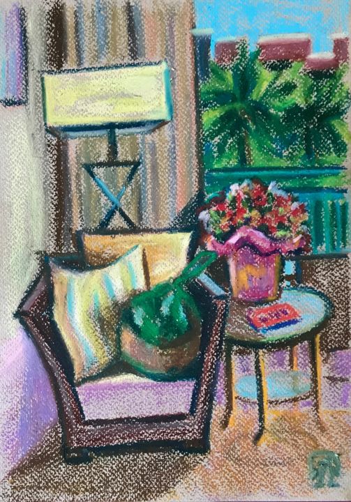 Рисунок под названием "Кресло. Скетч." - Larissa Lukaneva, Подлинное произведение искусства, Пастель