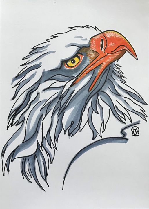 Drawing titled "Голова орлана. Скет…" by Larissa Lukaneva, Original Artwork, Marker