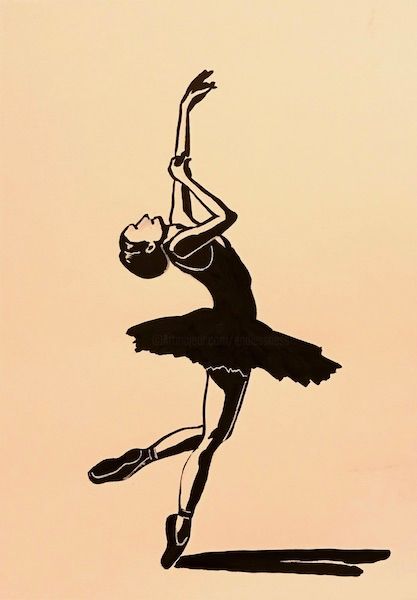Rysunek zatytułowany „Балерина. Скетч.” autorstwa Larissa Lukaneva, Oryginalna praca, Atrament