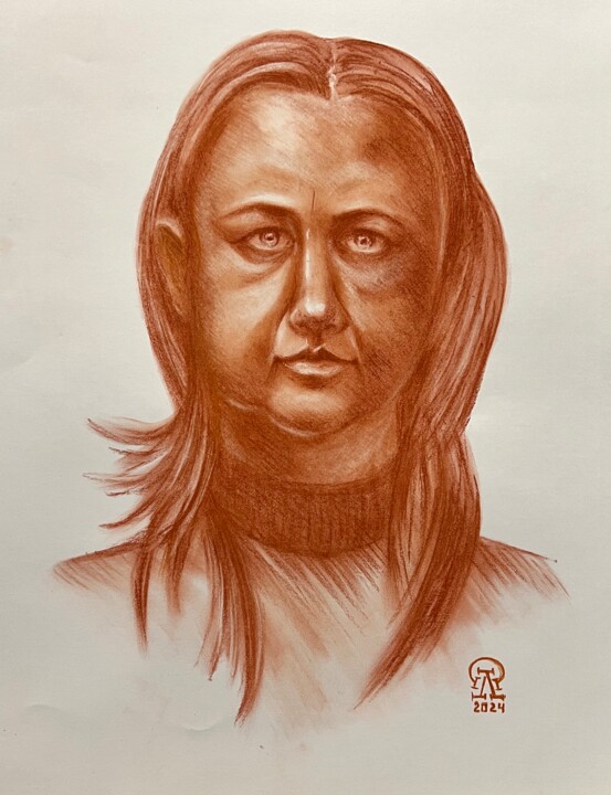 Drawing titled "Портрет натурщицы 11" by Larissa Lukaneva, Original Artwork, Chalk