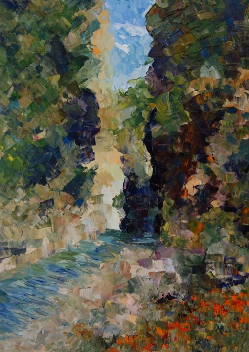 Painting titled "The Samaria Gorge" by Larissa Lukaneva, Original Artwork, Oil