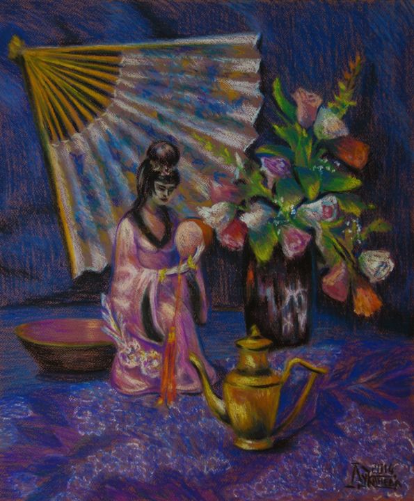 Drawing titled "Still Life with the…" by Larissa Lukaneva, Original Artwork, Pastel