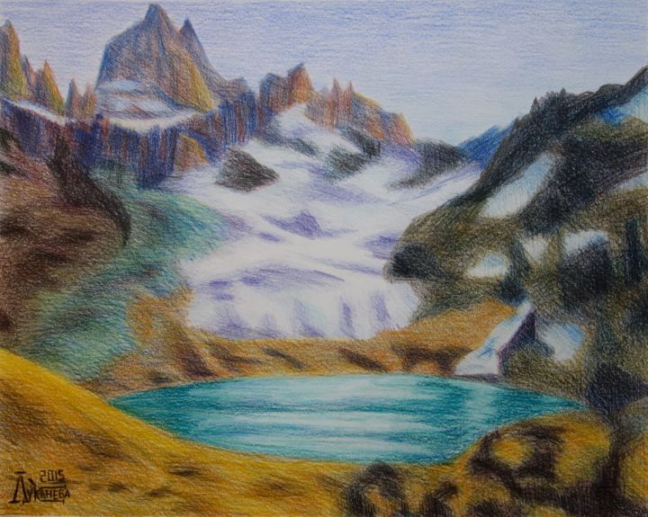 Drawing titled "The Moon Valley 4" by Larissa Lukaneva, Original Artwork, Pencil