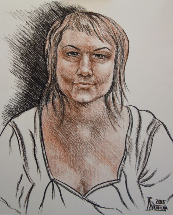 Drawing titled "Self-portrait" by Larissa Lukaneva, Original Artwork, Other