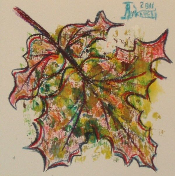 Drawing titled "Leaf" by Larissa Lukaneva, Original Artwork