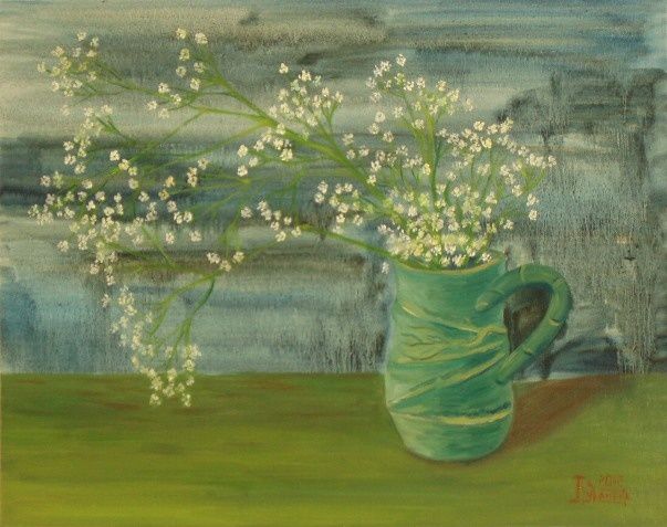 Painting titled "Study Gypsophila" by Larissa Lukaneva, Original Artwork, Oil