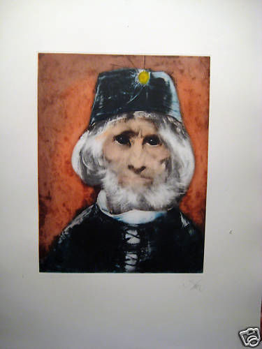 Peinture intitulée "Man in a black hat" par Endre Szasz, Œuvre d'art originale