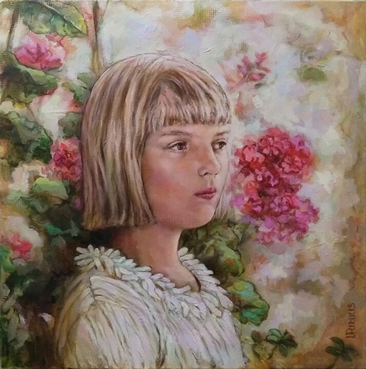 Pintura titulada "GIRL IN SUMMER" por Ilgonis Rinkis, Obra de arte original, Oleo