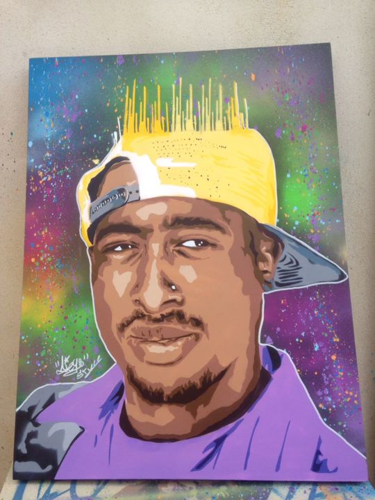 Painting titled "2pac" by Diego Style, Original Artwork, Spray paint