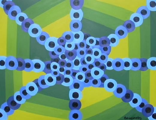 Pintura titulada "Sincronia Azul" por Patricia Muñoz, Obra de arte original