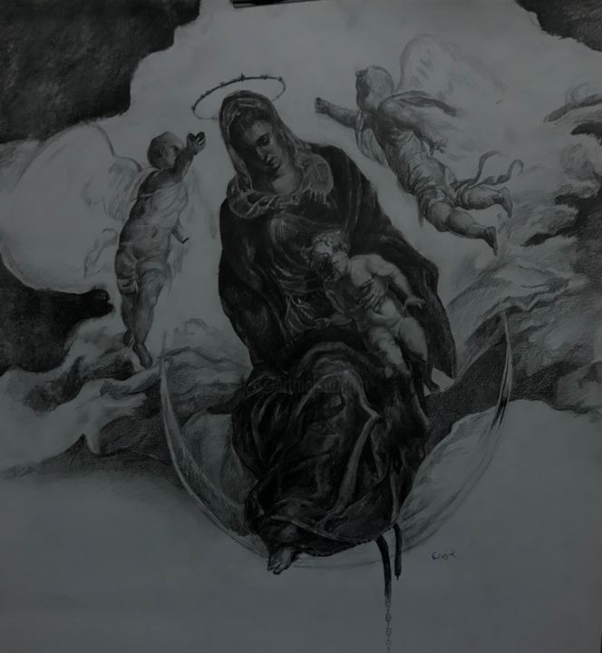 Рисунок под названием "presentation" - Enes Kılınç, Подлинное произведение искусства, Древесный уголь