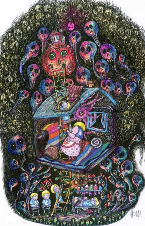 Desenho intitulada ""Die Seelenwanderun…" por Elena Nevmyvako, Obras de arte originais, Canetac de aerossol
