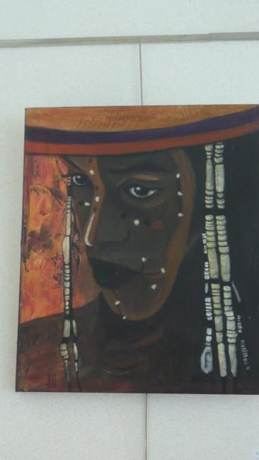 Painting titled "visage d'afrique" by Dominique Dumont, Original Artwork