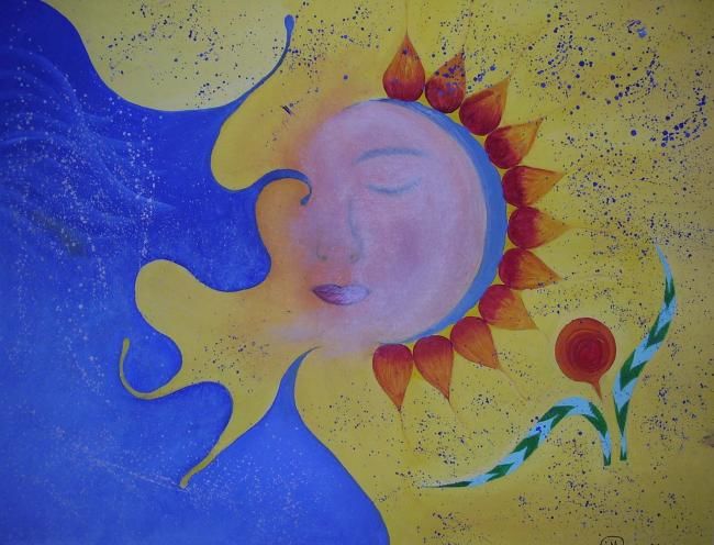 Peinture intitulée "dreaming sun" par Manoela Almeida Santos, Œuvre d'art originale