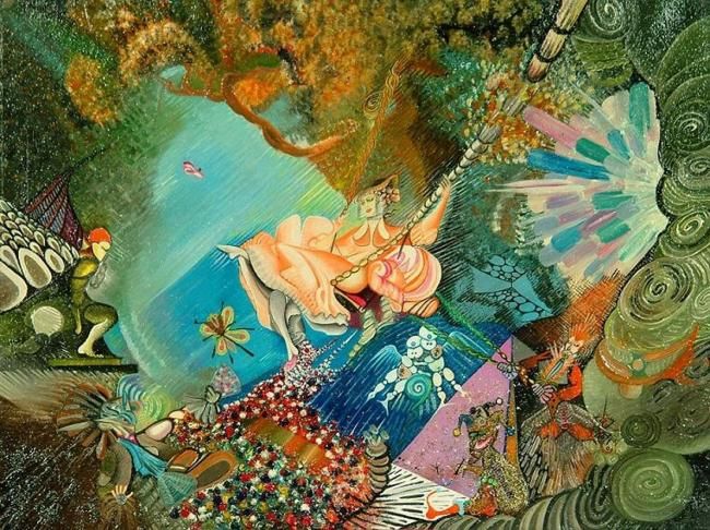 Pintura titulada "Altalena" por Luca Geremia Russo Multiverse Maze Art, Obra de arte original, Oleo Montado en Bastidor de c…