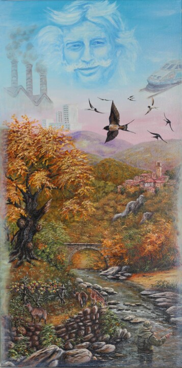 Painting titled "N°323 LA MONTAGNE" by Enio Maccazzola, Original Artwork, Oil