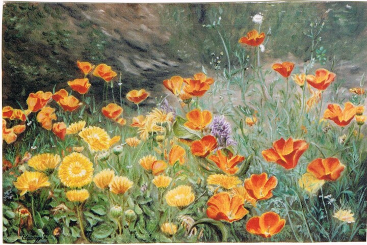 Painting titled "67-fleurs-en-libert…" by Enio Maccazzola, Original Artwork, Oil