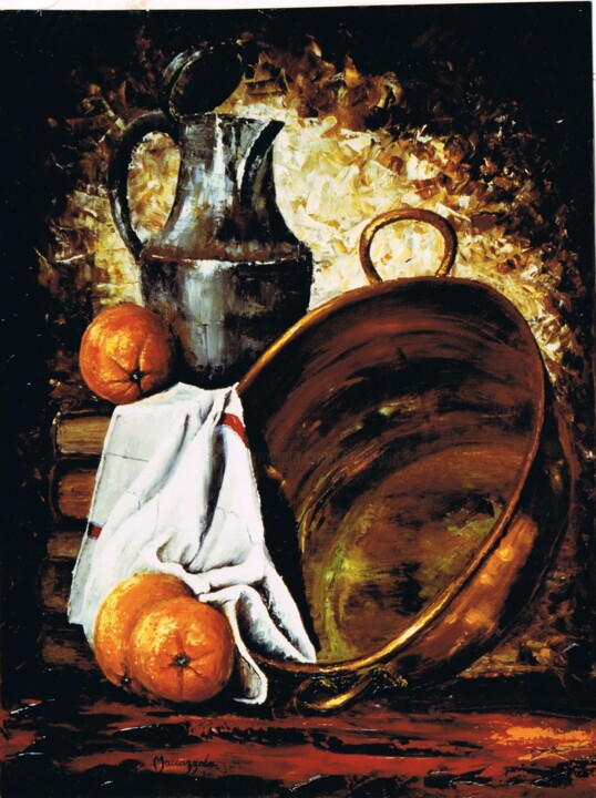 Painting titled "132-nature-morte-au…" by Enio Maccazzola, Original Artwork, Oil