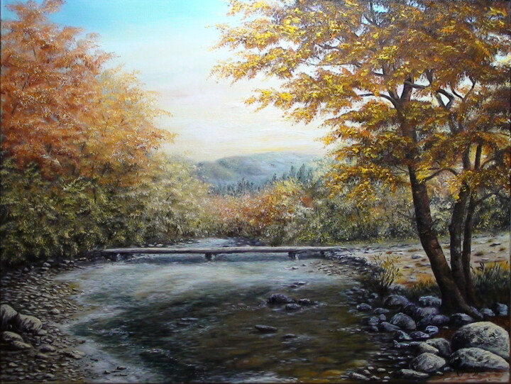 Painting titled "N° 313 PONT NOYÉ EN…" by Enio Maccazzola, Original Artwork, Oil