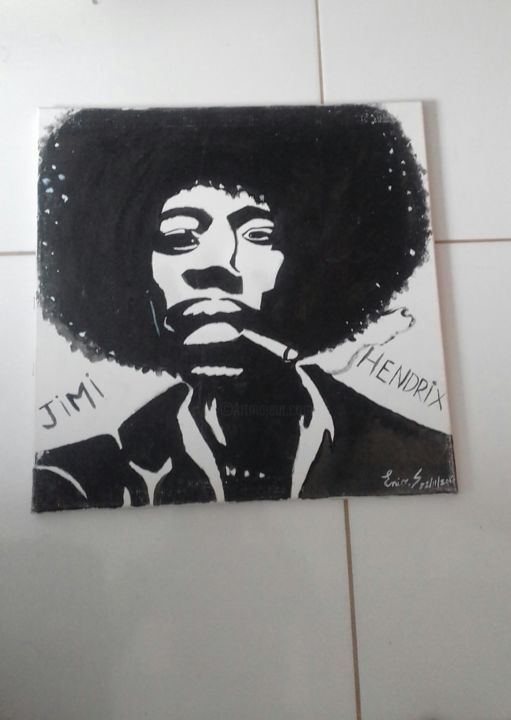 Peinture intitulée "Jimi Hendrix" par Ênio Souza, Œuvre d'art originale, Acrylique