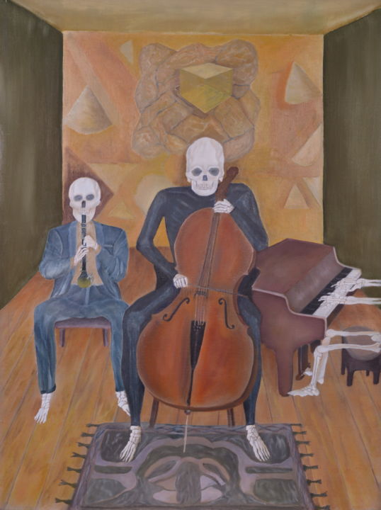 Painting titled "Trio" by Enkart, Original Artwork, Oil
