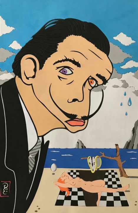 Collages intitulée "Dali "Fixation"" par Enkiv, Œuvre d'art originale, Découpages
