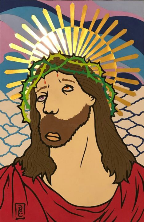 Collages intitulée "Christ "Passion"" par Enkiv, Œuvre d'art originale, Découpages