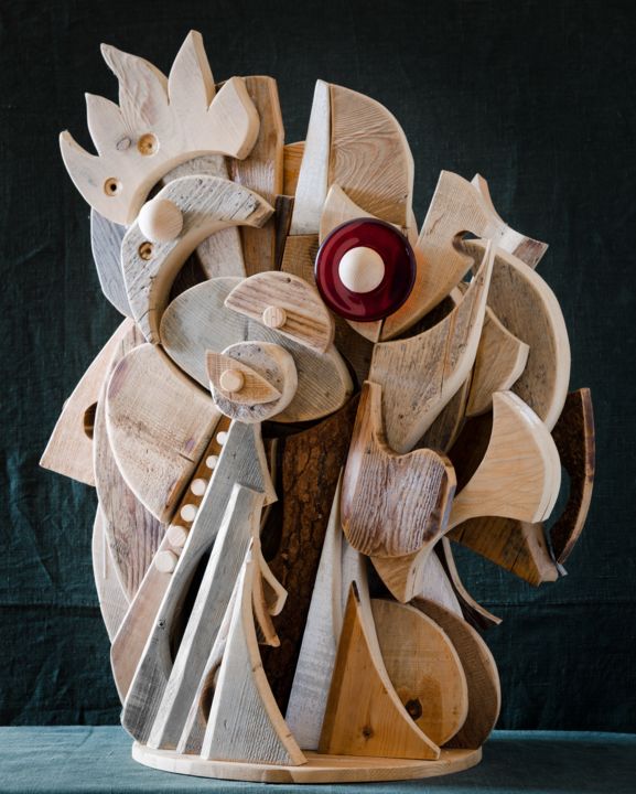 Sculpture titled "bucefalo-fronte.jpg" by Ennio Bastiani, Original Art, Wood