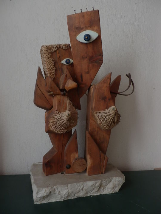 Sculpture titled "donna-sfatta.jpg" by Ennio Bastiani, Original Artwork, Wood