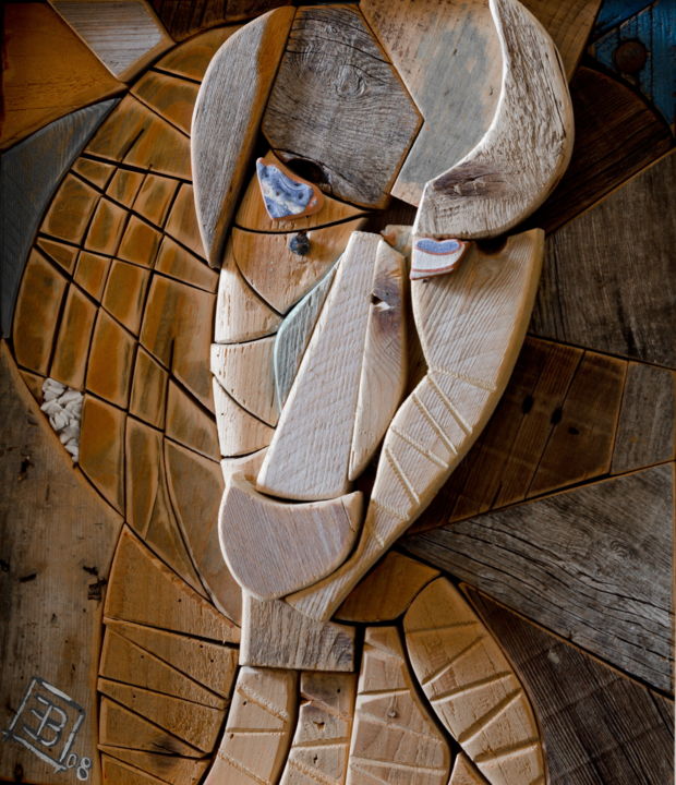 Sculpture titled "sguardo" by Ennio Bastiani, Original Art, Wood