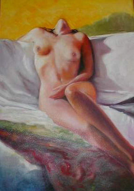 Painting titled "Eva sul sofà 02" by De Rosa Ennio, Original Artwork