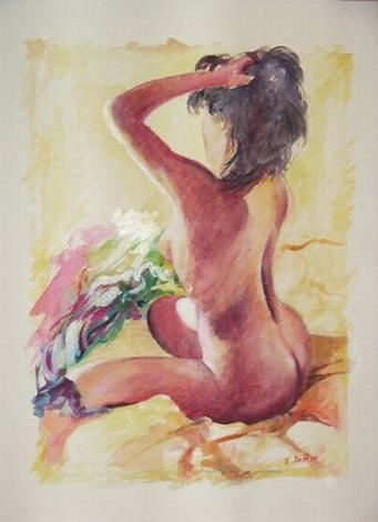 Painting titled "Eva sul letto" by De Rosa Ennio, Original Artwork