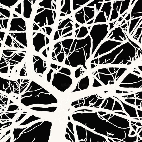 Artes digitais intitulada "Arbol Negativo Negro" por Enric Bardera, Obras de arte originais