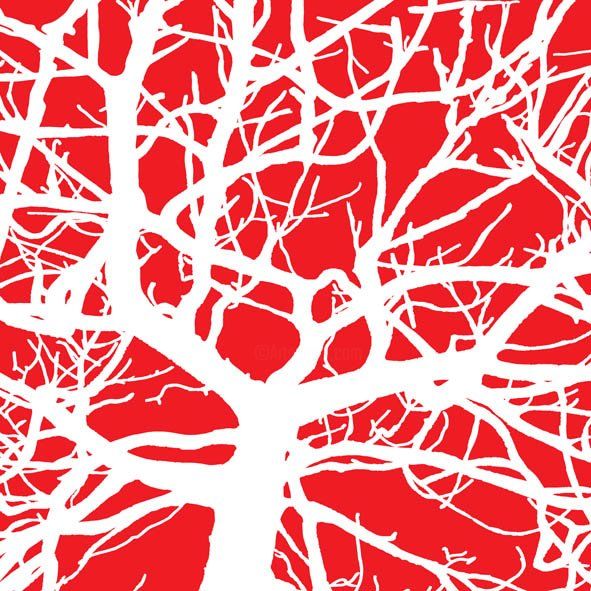 Digitale Kunst getiteld "Arbol Negativo Rojo" door Enric Bardera, Origineel Kunstwerk