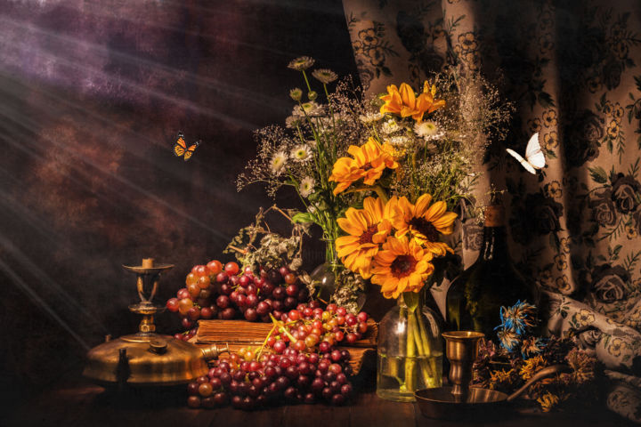 「Still Life Flowers…」というタイトルの写真撮影 Enrique Reyesによって, オリジナルのアートワーク, ライトペインティング